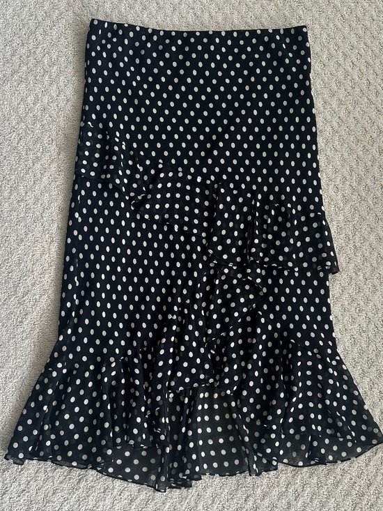 Lauren Ralph Lauren Dresses & Skirts - Lauren Ralph Lauren Polka Dot Asymmetric Ruffled Silk Skirt 12 Tiered Classic